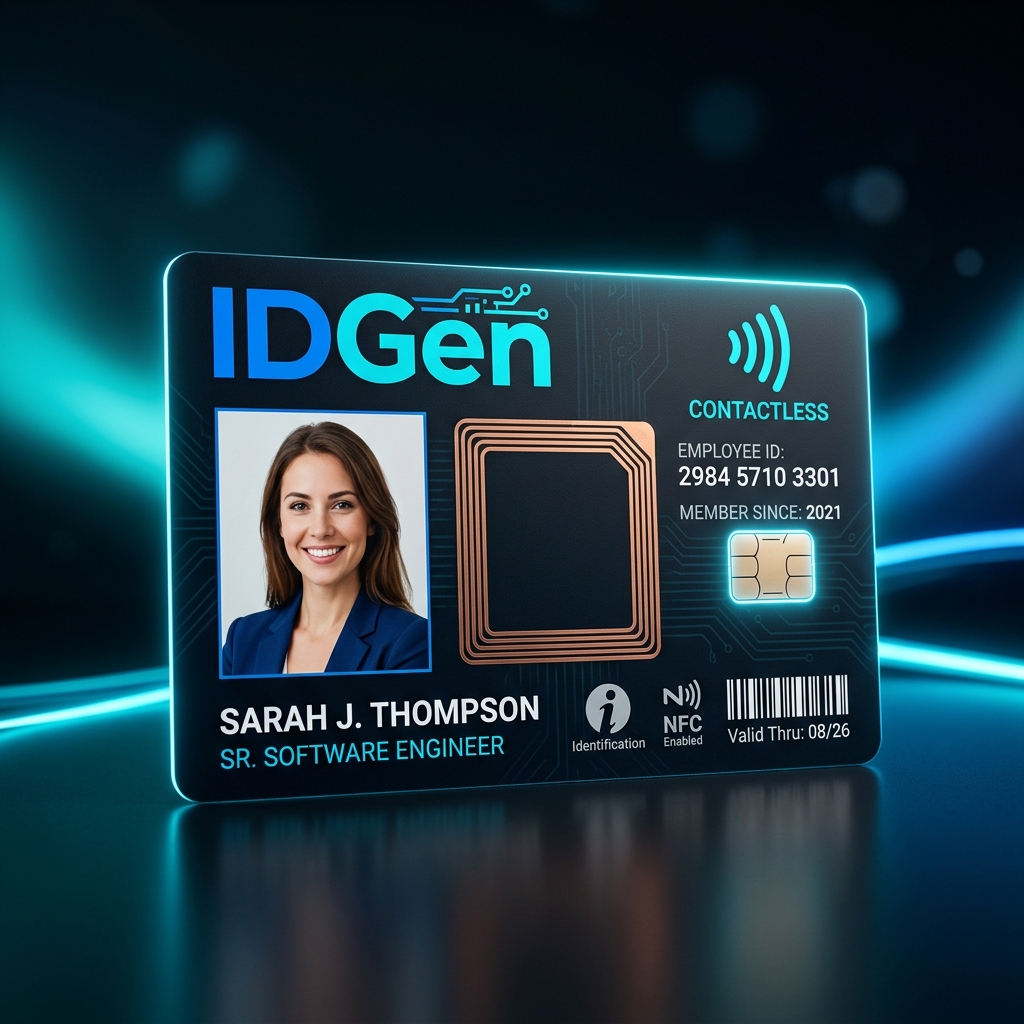 IDGen 13.56 MHz Contactless RFID Smart Card with embedded microchip antenna inlay