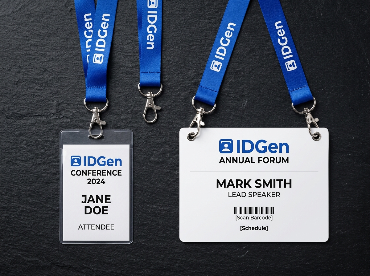 Two-Hook Ultrasonic Welded Configuration IDGen dual hook ultrasonic sealing for conference and event lanyard badge attachments
