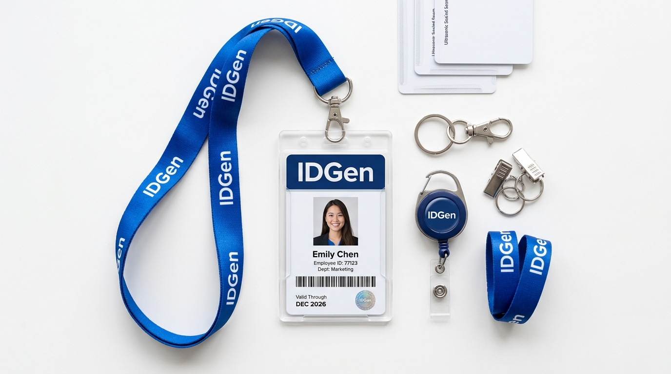 IDGen Complete Wearable Identity Setup Card Holder Hook Lanyard and Ultrasonic Sealing