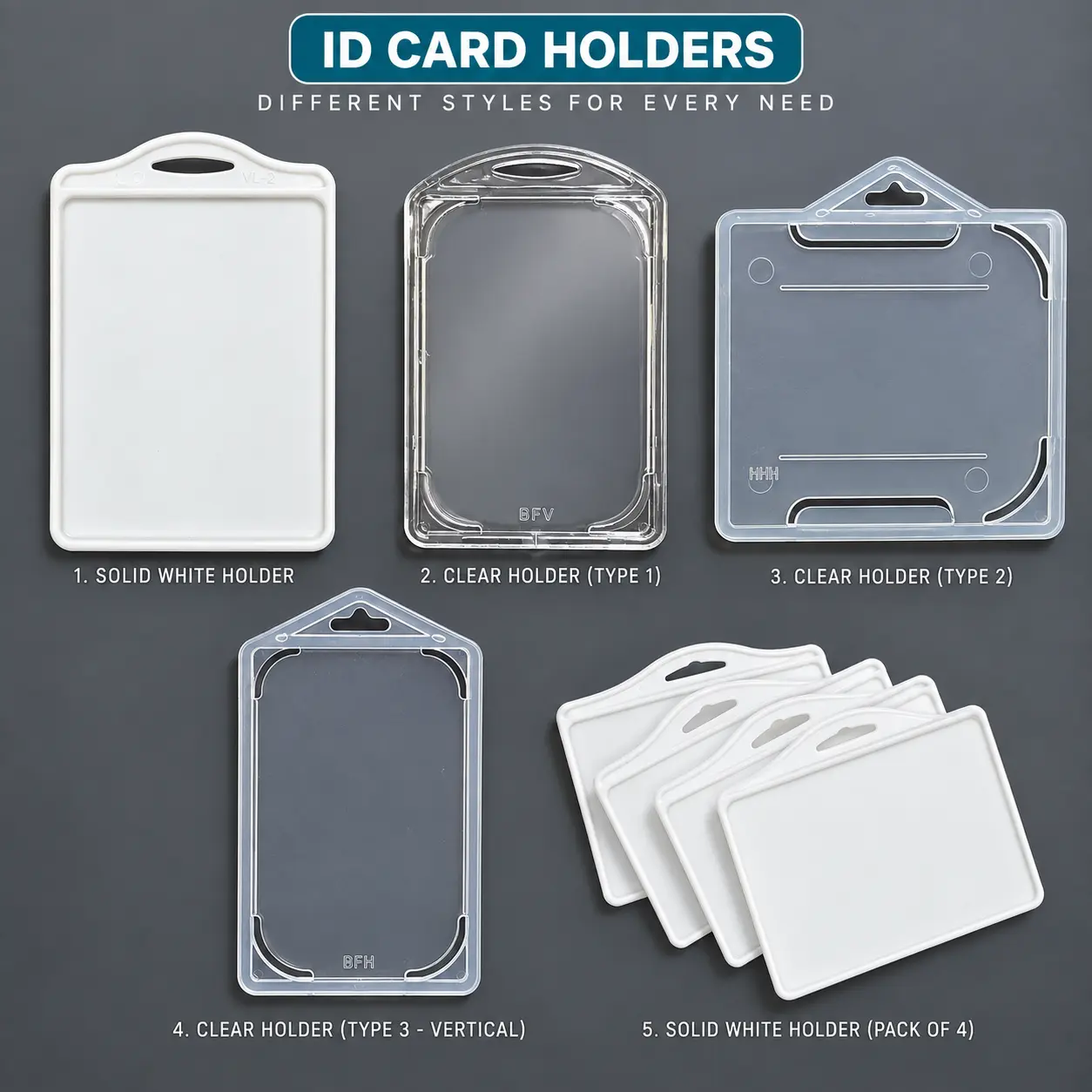 Crystal Clear Hard Acrylic and Polycarbonate ID Card Badge Holders