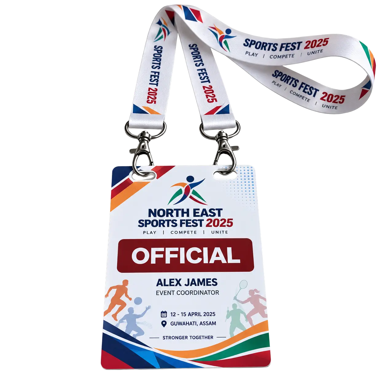 Single hook and dual hook event badge configurations by IDGen